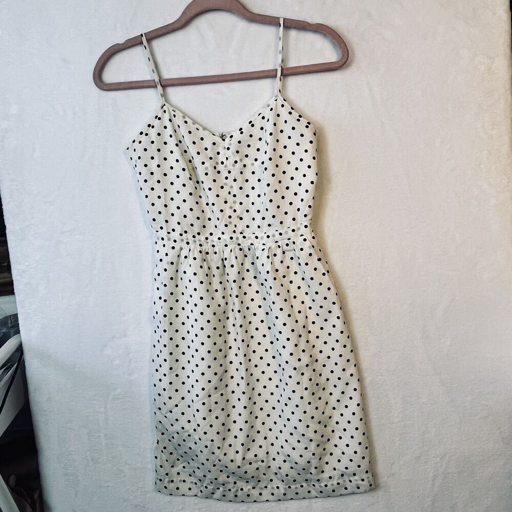 J. Crew Factory Women's Size 00 White Black Polka Dot Mini Sun Dress